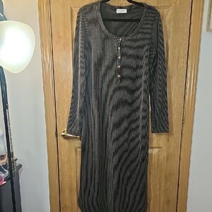 Chic Black Striped Long Sleeve Dress